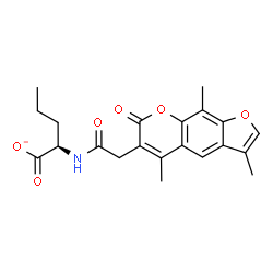 ChemSpider 2D Image | (2R)-2-{[(3,5,9-Trimethyl-7-oxo-7H-furo[3,2-g]chromen-6-yl)acetyl]amino}pentanoate | C21H22NO6
