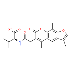 ChemSpider 2D Image | (2S)-3-Methyl-2-{[(3,5,9-trimethyl-7-oxo-7H-furo[3,2-g]chromen-6-yl)acetyl]amino}butanoate | C21H22NO6