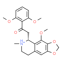 ChemSpider 2D Image | (5R)-5-[2-(2,6-Dimethoxyphenyl)-2-oxoethyl]-4-methoxy-6-methyl-5,6,7,8-tetrahydro[1,3]dioxolo[4,5-g]isoquinolin-6-ium | C22H26NO6