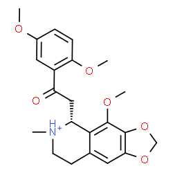 ChemSpider 2D Image | (5R)-5-[2-(2,5-Dimethoxyphenyl)-2-oxoethyl]-4-methoxy-6-methyl-5,6,7,8-tetrahydro[1,3]dioxolo[4,5-g]isoquinolin-6-ium | C22H26NO6