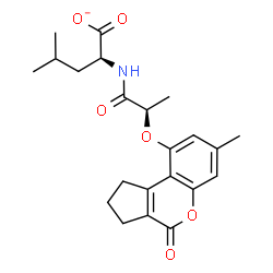 ChemSpider 2D Image | (2S)-4-Methyl-2-({(2R)-2-[(7-methyl-4-oxo-1,2,3,4-tetrahydrocyclopenta[c]chromen-9-yl)oxy]propanoyl}amino)pentanoate | C22H26NO6