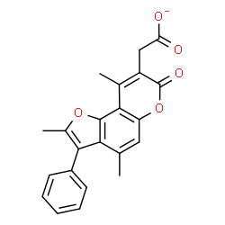 ChemSpider 2D Image | (2,4,9-Trimethyl-7-oxo-3-phenyl-7H-furo[2,3-f]chromen-8-yl)acetate | C22H17O5
