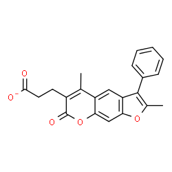 ChemSpider 2D Image | 3-(2,5-Dimethyl-7-oxo-3-phenyl-7H-furo[3,2-g]chromen-6-yl)propanoate | C22H17O5
