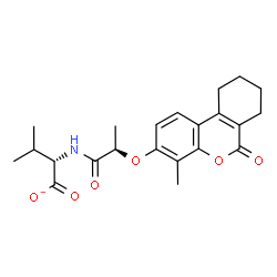 ChemSpider 2D Image | (2S)-3-Methyl-2-({(2R)-2-[(4-methyl-6-oxo-7,8,9,10-tetrahydro-6H-benzo[c]chromen-3-yl)oxy]propanoyl}amino)butanoate | C22H26NO6