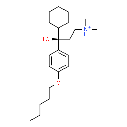 ChemSpider 2D Image | (3R)-3-Cyclohexyl-3-hydroxy-N,N-dimethyl-3-[4-(pentyloxy)phenyl]-1-propanaminium | C22H38NO2