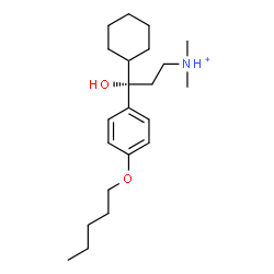 ChemSpider 2D Image | (3S)-3-Cyclohexyl-3-hydroxy-N,N-dimethyl-3-[4-(pentyloxy)phenyl]-1-propanaminium | C22H38NO2