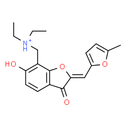 ChemSpider 2D Image | N-Ethyl-N-({(2Z)-6-hydroxy-2-[(5-methyl-2-furyl)methylene]-3-oxo-2,3-dihydro-1-benzofuran-7-yl}methyl)ethanaminium | C19H22NO4