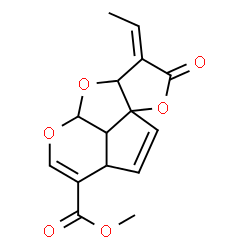 ChemSpider 2D Image | Methyl (3E)-3-ethylidene-2-oxo-3,3a,7a,9b-tetrahydro-2H,4aH-1,4,5-trioxadicyclopenta[a,hi]indene-7-carboxylate | C15H14O6