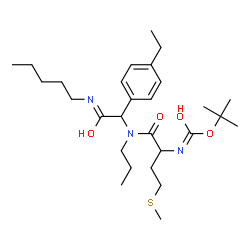 ChemSpider 2D Image | 2-Methyl-2-propanyl [1-{[1-(4-ethylphenyl)-2-oxo-2-(pentylamino)ethyl](propyl)amino}-4-(methylsulfanyl)-1-oxo-2-butanyl]carbamate | C28H47N3O4S