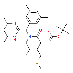 ChemSpider 2D Image | 2-Methyl-2-propanyl [1-{[1-(3,5-dimethylphenyl)-2-oxo-2-(2-pentanylamino)ethyl](propyl)amino}-4-(methylsulfanyl)-1-oxo-2-butanyl]carbamate | C28H47N3O4S