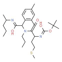 ChemSpider 2D Image | 2-Methyl-2-propanyl [1-{[1-(2,4-dimethylphenyl)-2-oxo-2-(2-pentanylamino)ethyl](propyl)amino}-4-(methylsulfanyl)-1-oxo-2-butanyl]carbamate | C28H47N3O4S