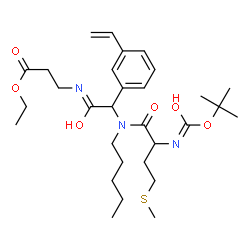 ChemSpider 2D Image | Ethyl N-{[(N-{[(2-methyl-2-propanyl)oxy]carbonyl}methionyl)(pentyl)amino](3-vinylphenyl)acetyl}-beta-alaninate | C30H47N3O6S