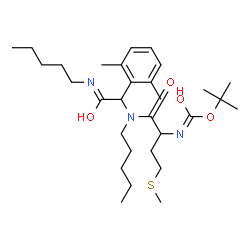 ChemSpider 2D Image | 2-Methyl-2-propanyl [1-{[1-(2,6-dimethylphenyl)-2-oxo-2-(pentylamino)ethyl](pentyl)amino}-4-(methylsulfanyl)-1-oxo-2-butanyl]carbamate | C30H51N3O4S
