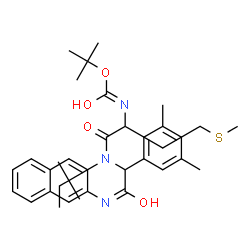 ChemSpider 2D Image | 2-Methyl-2-propanyl [1-{[1-(3,5-dimethylphenyl)-2-(2-naphthylamino)-2-oxoethyl](2-methyl-2-butanyl)amino}-4-(methylsulfanyl)-1-oxo-2-butanyl]carbamate | C35H47N3O4S