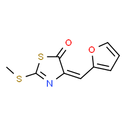 ChemSpider 2D Image | (4E)-4-(2-Furylmethylene)-2-(methylsulfanyl)-1,3-thiazol-5(4H)-one | C9H7NO2S2