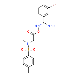 ChemSpider 2D Image | Amino(3-bromophenyl)-N-(2-{methyl[(4-methylphenyl)sulfonyl]amino}acetoxy)methaniminium | C17H19BrN3O4S