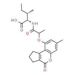 ChemSpider 2D Image | N-{2-[(7-Methyl-4-oxo-1,2,3,4-tetrahydrocyclopenta[c]chromen-9-yl)oxy]propanoyl}-L-isoleucine | C22H27NO6