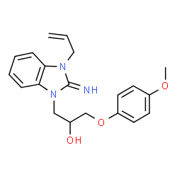 ChemSpider 2D Image | 1-(3-Allyl-2-imino-2,3-dihydro-1H-benzimidazol-1-yl)-3-(4-methoxyphenoxy)-2-propanol | C20H23N3O3