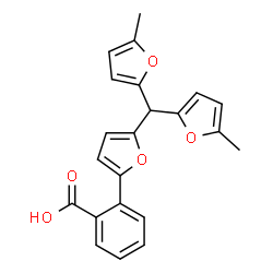 ChemSpider 2D Image | 2-{5-[Bis(5-methyl-2-furyl)methyl]-2-furyl}benzoic acid | C22H18O5