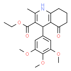 ChemSpider 2D Image | Ethyl 2-methyl-5-oxo-4-(3,4,5-trimethoxyphenyl)-1,4,5,6,7,8-hexahydro-3-quinolinecarboxylate | C22H27NO6