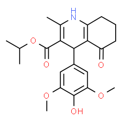 ChemSpider 2D Image | Isopropyl 4-(4-hydroxy-3,5-dimethoxyphenyl)-2-methyl-5-oxo-1,4,5,6,7,8-hexahydro-3-quinolinecarboxylate | C22H27NO6