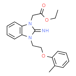 ChemSpider 2D Image | Ethyl {2-imino-3-[2-(2-methylphenoxy)ethyl]-2,3-dihydro-1H-benzimidazol-1-yl}acetate | C20H23N3O3