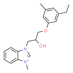 ChemSpider 2D Image | 1-[3-(3-Ethyl-5-methylphenoxy)-2-hydroxypropyl]-3-methyl-1H-3,1-benzimidazol-3-ium | C20H25N2O2