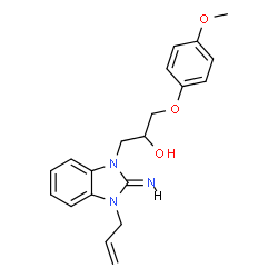 ChemSpider 2D Image | 1-[(2E)-3-Allyl-2-imino-2,3-dihydro-1H-benzimidazol-1-yl]-3-(4-methoxyphenoxy)-2-propanol | C20H23N3O3