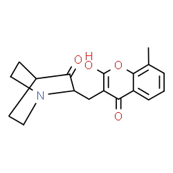 ChemSpider 2D Image | 2-[(2-Hydroxy-8-methyl-4-oxo-4H-chromen-3-yl)methyl]quinuclidin-3-one | C18H19NO4