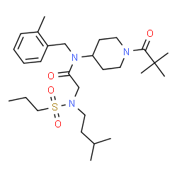 ChemSpider 2D Image | N-[1-(2,2-Dimethylpropanoyl)-4-piperidinyl]-N-(2-methylbenzyl)-N~2~-(3-methylbutyl)-N~2~-(propylsulfonyl)glycinamide | C28H47N3O4S