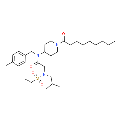ChemSpider 2D Image | N~2~-(Ethylsulfonyl)-N~2~-isobutyl-N-(4-methylbenzyl)-N-(1-nonanoyl-4-piperidinyl)glycinamide | C30H51N3O4S