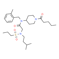 ChemSpider 2D Image | N-(2-Methylbenzyl)-N~2~-(3-methylbutyl)-N-(1-pentanoyl-4-piperidinyl)-N~2~-(propylsulfonyl)glycinamide | C28H47N3O4S