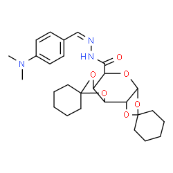 ChemSpider 2D Image | N'-{(Z)-[4-(Dimethylamino)phenyl]methylene}tetrahydro-3a'H-dispiro[cyclohexane-1,2'-bis[1,3]dioxolo[4,5-b:4',5'-d]pyran-7',1''-cyclohexane]-5'-carbohydrazide | C27H37N3O6