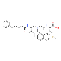 ChemSpider 2D Image | N-{(2S,3R)-3-Methyl-2-[(5-phenylpentanoyl)amino]pentyl}-N-(1-naphthylmethyl)glycyl-L-methionine | C35H47N3O4S
