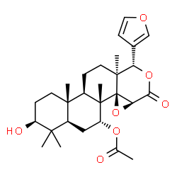 ChemSpider 2D Image | (3S,4aR,6R,6aS,6bR,7aS,10S,10aS,12aR,12bS)-10-(3-Furyl)-3-hydroxy-4,4,6a,10a,12b-pentamethyl-8-oxohexadecahydronaphtho[2,1-f]oxireno[d]isochromen-6-yl acetate | C28H38O7