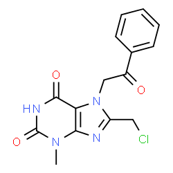 ChemSpider 2D Image | 8-(Chloromethyl)-3-methyl-7-(2-oxo-2-phenylethyl)-3,7-dihydro-1H-purine-2,6-dione | C15H13ClN4O3