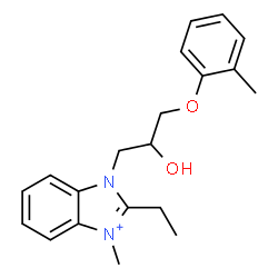 ChemSpider 2D Image | 2-Ethyl-3-(2-hydroxy-3-o-tolyloxy-propyl)-1-methyl-3H-benzoimidazol-1-ium | C20H25N2O2