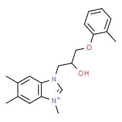 ChemSpider 2D Image | 3-(2-Hydroxy-3-o-tolyloxy-propyl)-1,5,6-trimethyl-3H-benzoimidazol-1-ium | C20H25N2O2