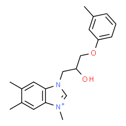 ChemSpider 2D Image | 3-(2-Hydroxy-3-m-tolyloxy-propyl)-1,5,6-trimethyl-3H-benzoimidazol-1-ium | C20H25N2O2