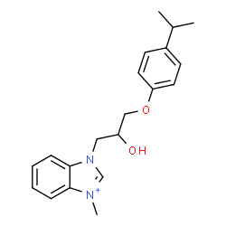 ChemSpider 2D Image | 3-[2-Hydroxy-3-(4-isopropyl-phenoxy)-propyl]-1-methyl-3H-benzoimidazol-1-ium | C20H25N2O2