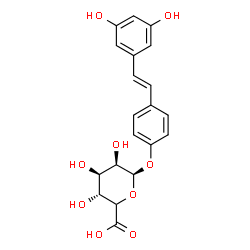 ChemSpider 2D Image | 4-[(E)-2-(3,5-Dihydroxyphenyl)vinyl]phenyl (5xi)-beta-L-lyxo-hexopyranosiduronic acid | C20H20O9