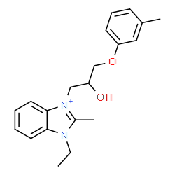ChemSpider 2D Image | 1-Ethyl-3-(2-hydroxy-3-m-tolyloxy-propyl)-2-methyl-3H-benzoimidazol-1-ium | C20H25N2O2