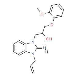 ChemSpider 2D Image | 1-[(2E)-3-Allyl-2-imino-2,3-dihydro-1H-benzimidazol-1-yl]-3-(2-methoxyphenoxy)-2-propanol | C20H23N3O3