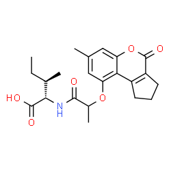 ChemSpider 2D Image | N-{2-[(7-Methyl-4-oxo-1,2,3,4-tetrahydrocyclopenta[c]chromen-9-yl)oxy]propanoyl}-L-alloisoleucine | C22H27NO6