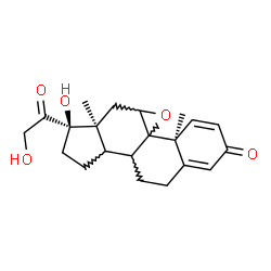 ChemSpider 2D Image | (8xi,9xi,14xi)-17,21-Dihydroxy-9,11-epoxypregna-1,4-diene-3,20-dione | C21H26O5