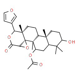 ChemSpider 2D Image | (6aS,6bS,10aS,12aS,12bR)-10-(3-Furyl)-3-hydroxy-4,4,6a,10a,12b-pentamethyl-8-oxohexadecahydronaphtho[2,1-f]oxireno[d]isochromen-6-yl acetate | C28H38O7