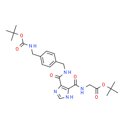 ChemSpider 2D Image | 2-Methyl-2-propanyl N-{[4-({4-[({[(2-methyl-2-propanyl)oxy]carbonyl}amino)methyl]benzyl}carbamoyl)-1H-imidazol-5-yl]carbonyl}glycinate | C24H33N5O6