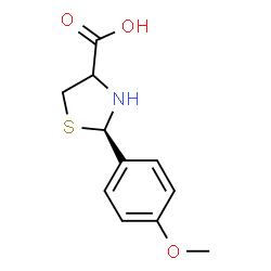 ChemSpider 2D Image | (2R)-2-(4-Methoxyphenyl)-1,3-thiazolidine-4-carboxylic acid | C11H13NO3S