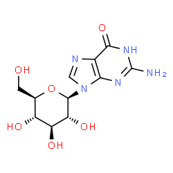 ChemSpider 2D Image | 2-Amino-9-(beta-D-glucopyranosyl)-1,9-dihydro-6H-purin-6-one | C11H15N5O6