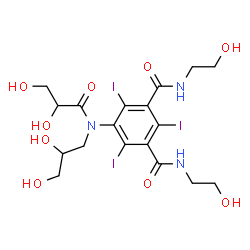 ChemSpider 2D Image | 5-[(2,3-Dihydroxypropyl)(glyceroyl)amino]-N,N'-bis(2-hydroxyethyl)-2,4,6-triiodoisophthalamide | C18H24I3N3O9